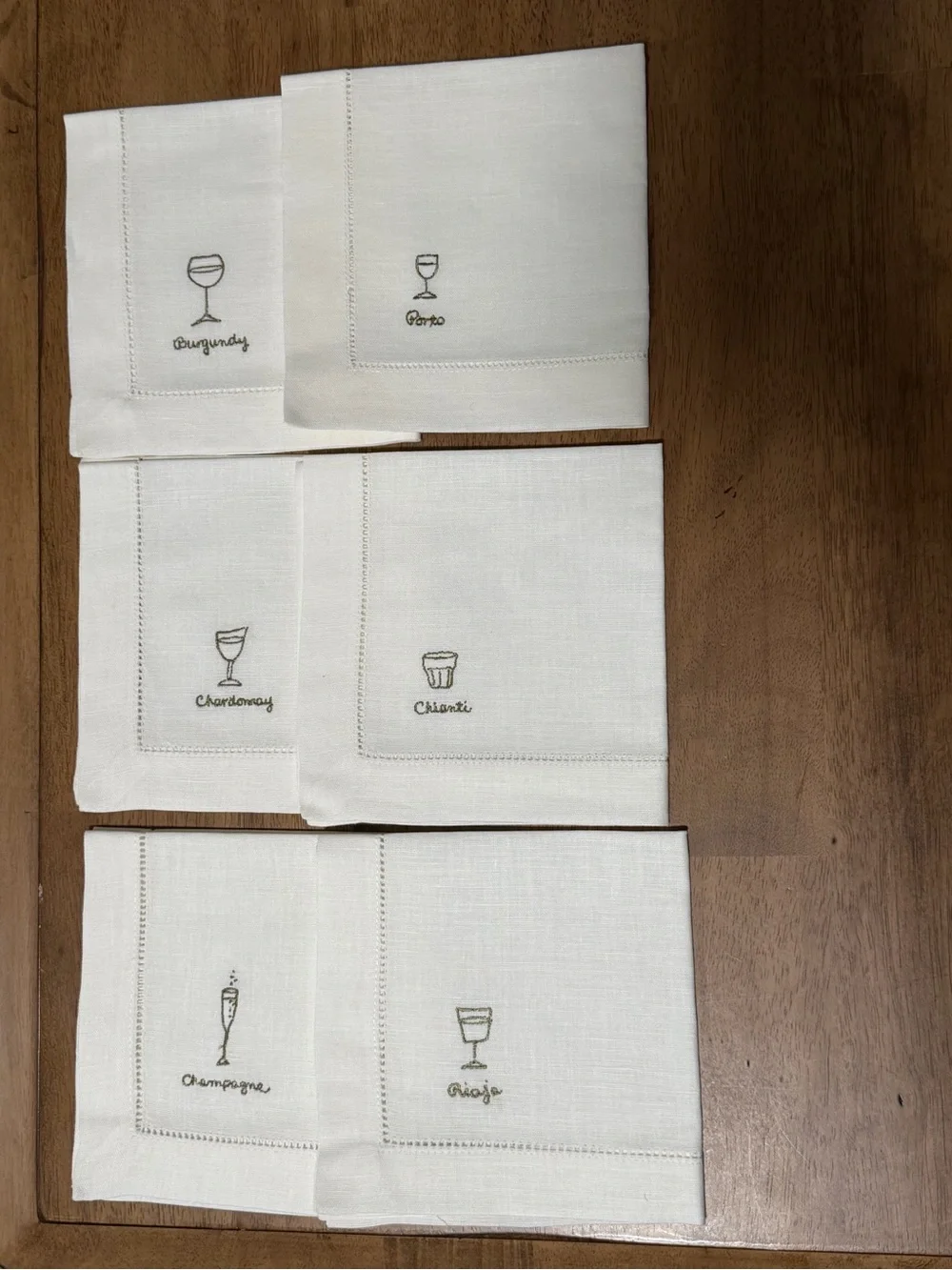 Williams-Sonoma Cheese Cocktail Napkins Linen Cotton Green Embroidered